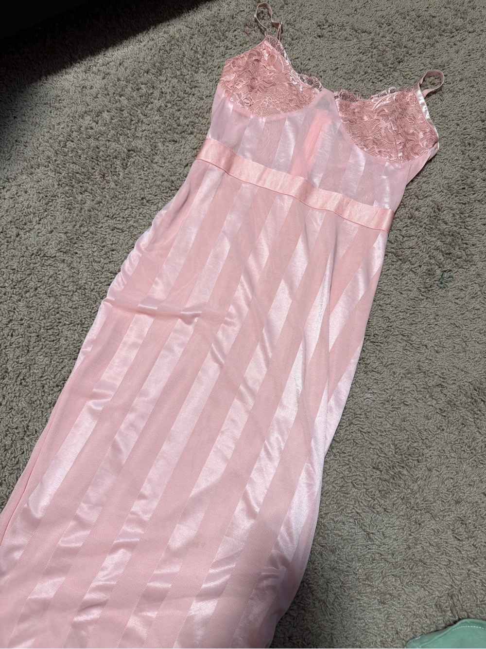 Pretty Little Thing Sheer Lace-Trim Pink Slip Nightgown